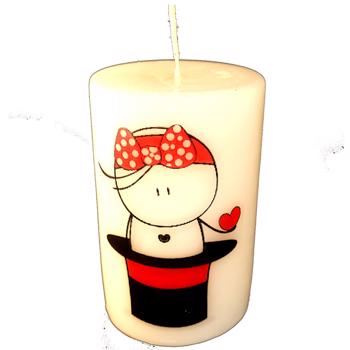 شمع استوانه طرح "گربه در کلاه عاشقانه"