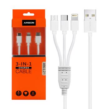 کابل تبديل USB به لايتنينگ/USB-C/microUSB آرسون مدل AN-L21 طول 1 متر
